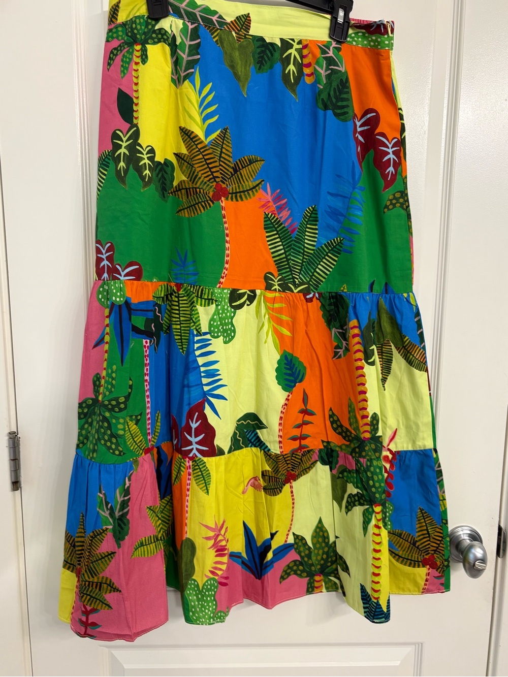 Tropical Patchwork Tiered Maxi Skirt - Multicolor
